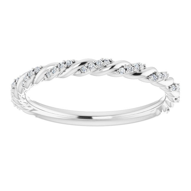 Rope Design Round Diamond Wedding Band-VIRABYANI